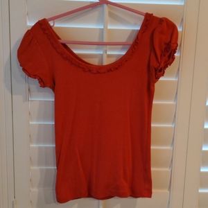 Victoria's Secret scoop neck ruffle top red